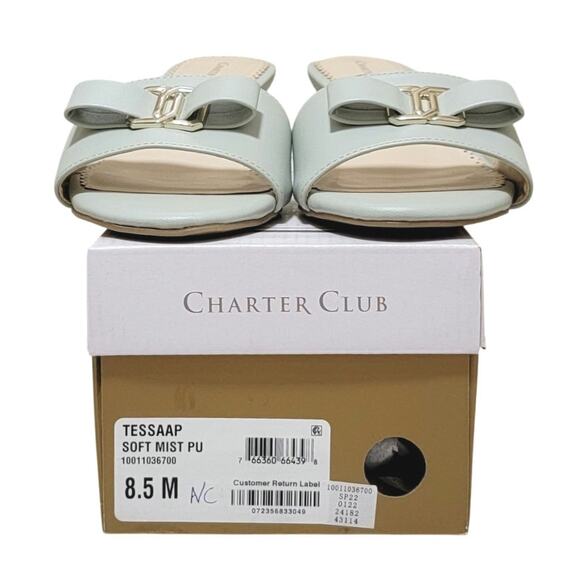 Charter Club Women Tessaa Kitten Heel Slide Sandals Size US 8.5M Soft Mist PU - Picture 5 of 5